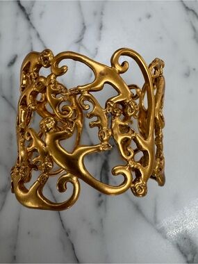 Gold-Tone Monkey Openwork Statement Cuff Bracelet Adjustable Women’s Jewelry